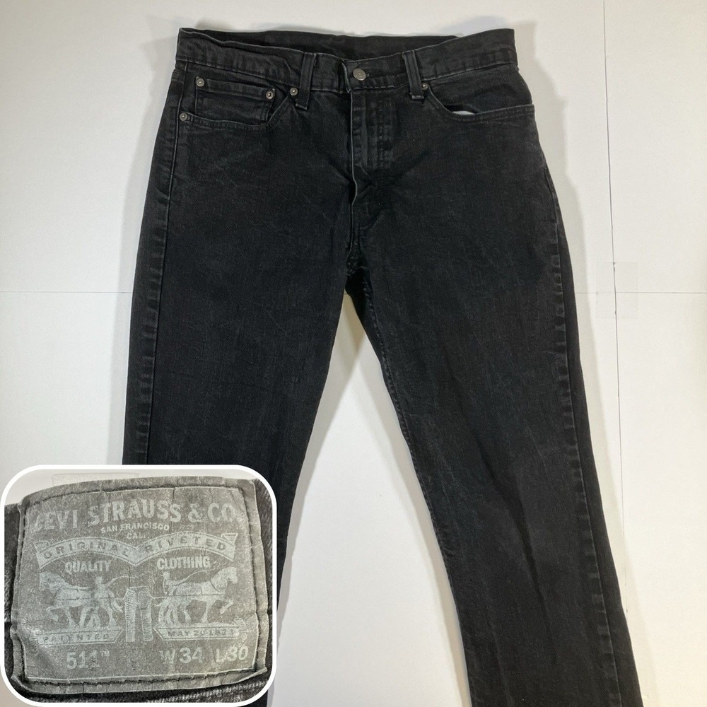 Levi's 511‎ Jeans Mens 34x30 Black Slim Fit Stretch Denim Pants
